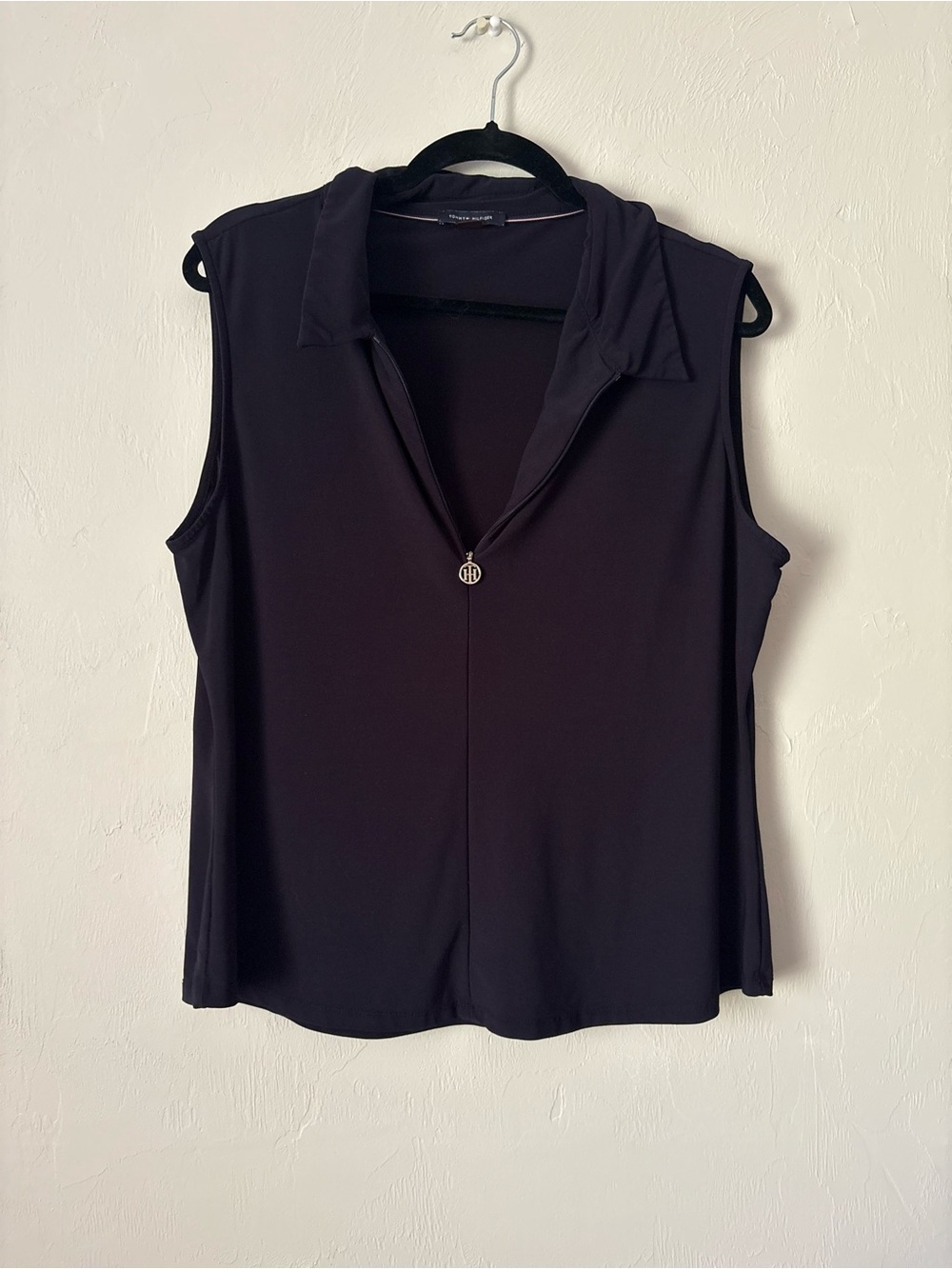 Tommy Hilfiger Black Sleeveless Zip Polo Tank